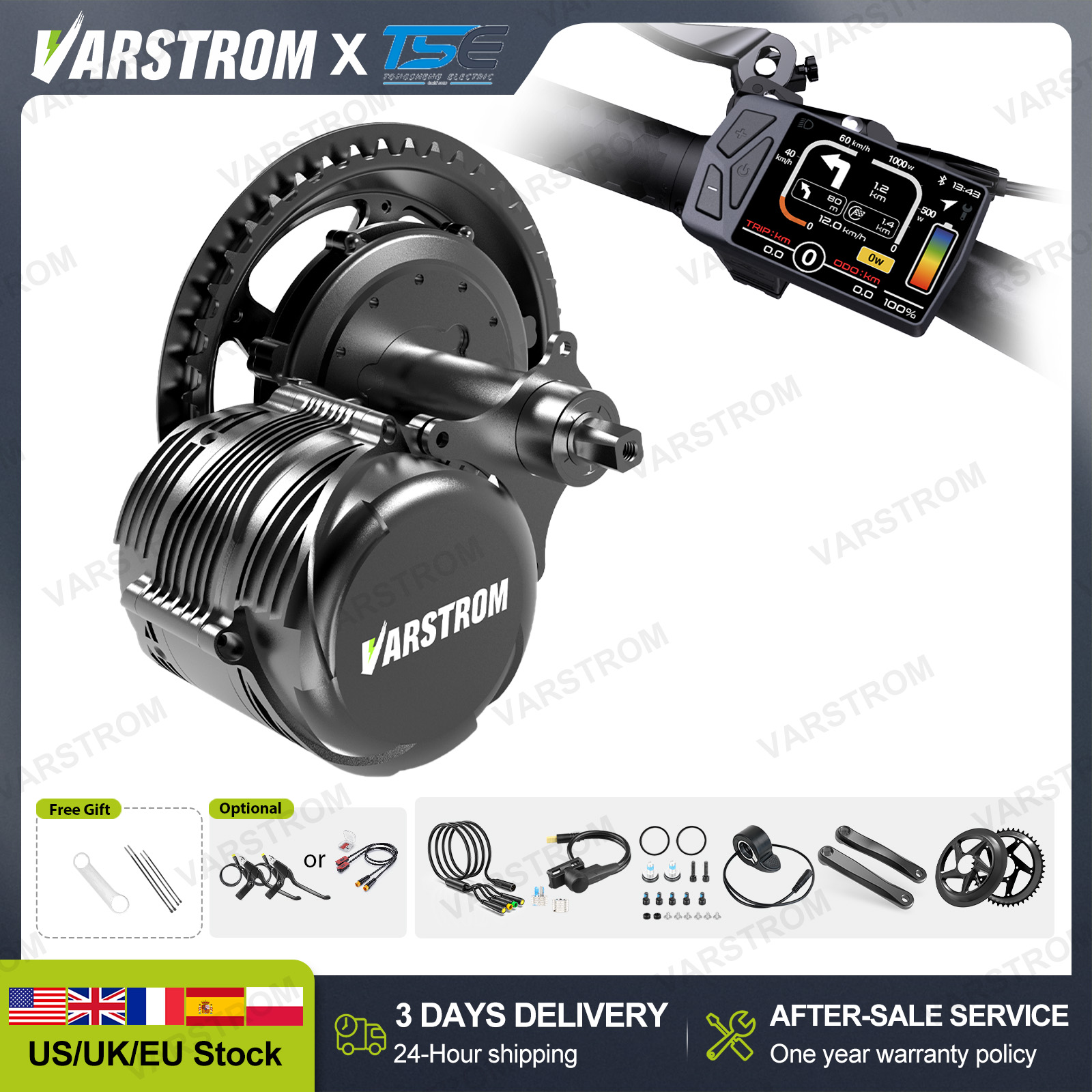 Torque Sensor Mid Drive Motor Kit - [Estoque EUA] Kit de Conversão para