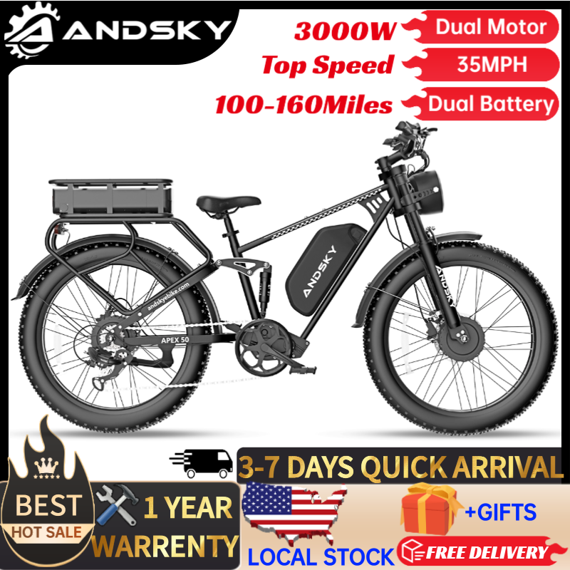 48V 1500W Rear Hub Motor With Battery - Bicicleta Elétrica ANDSKY Apex50 AWD 3000W