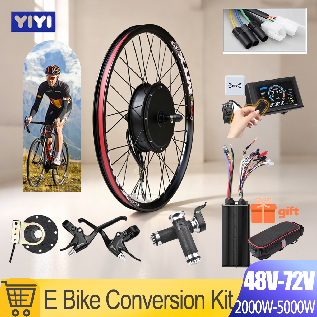 Kit de Conversão para Biciclet - Gearless Hub Motor Conversion Kit 2000W With Display avaliação e preço